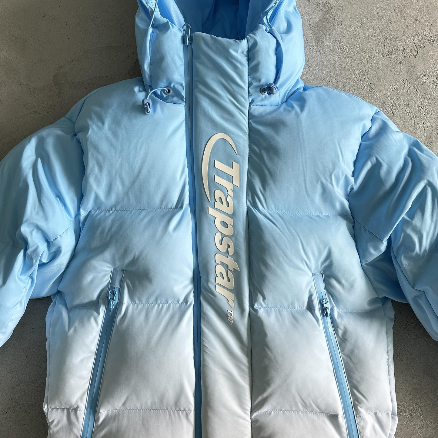 Trapstar Decoded 2.0 Hooded Puffer Jacket Sky Blue