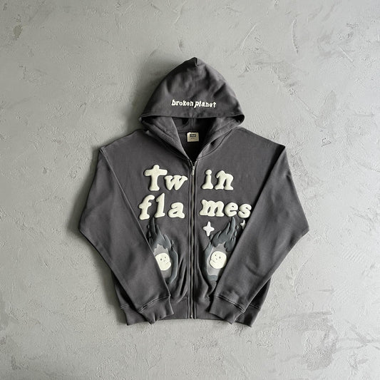 Broken Planet Twin Flames Zip Up Hoodie