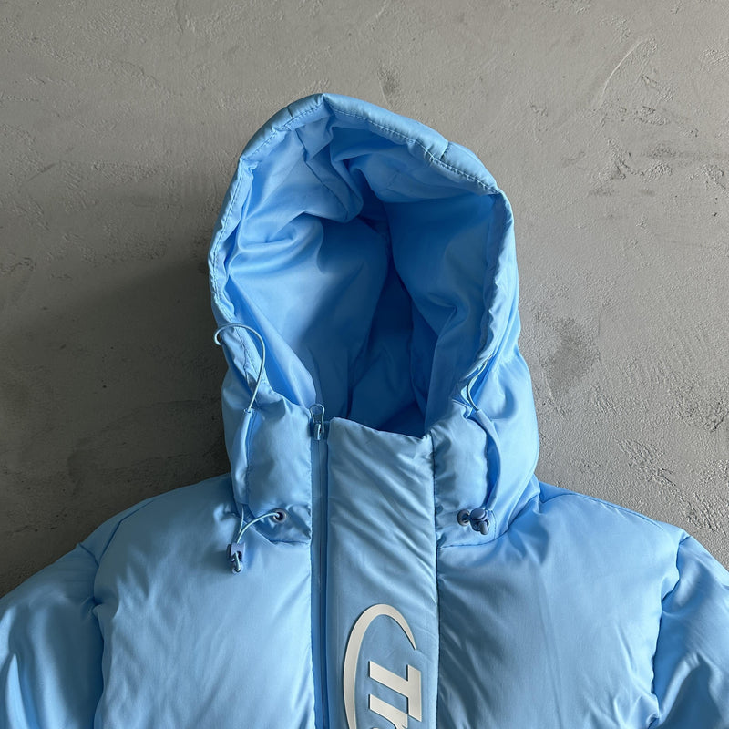 Trapstar Decoded 2.0 Hooded Puffer Jacket Sky Blue