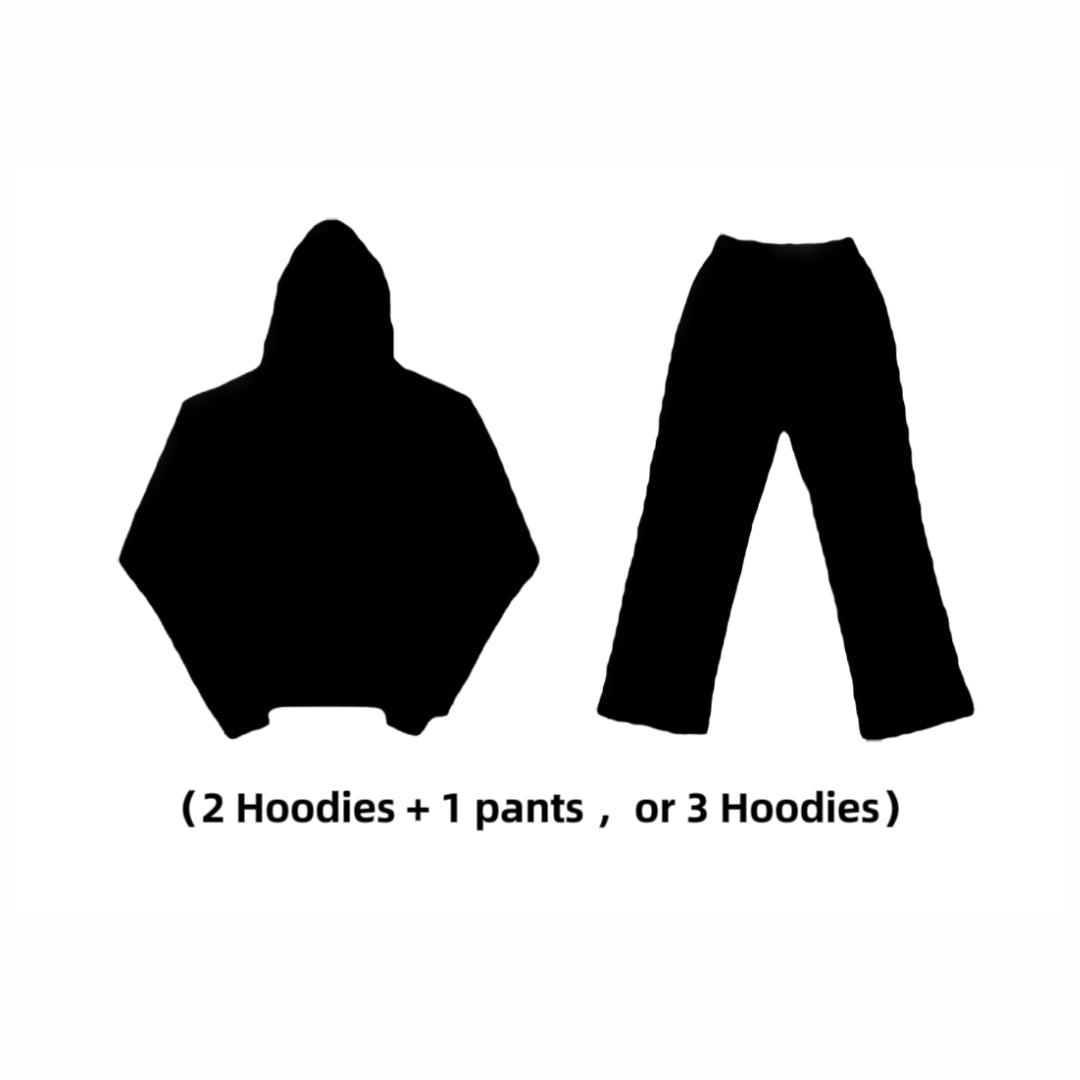 2 Hoodies + 1 Sweatpants or 3 Hoodies