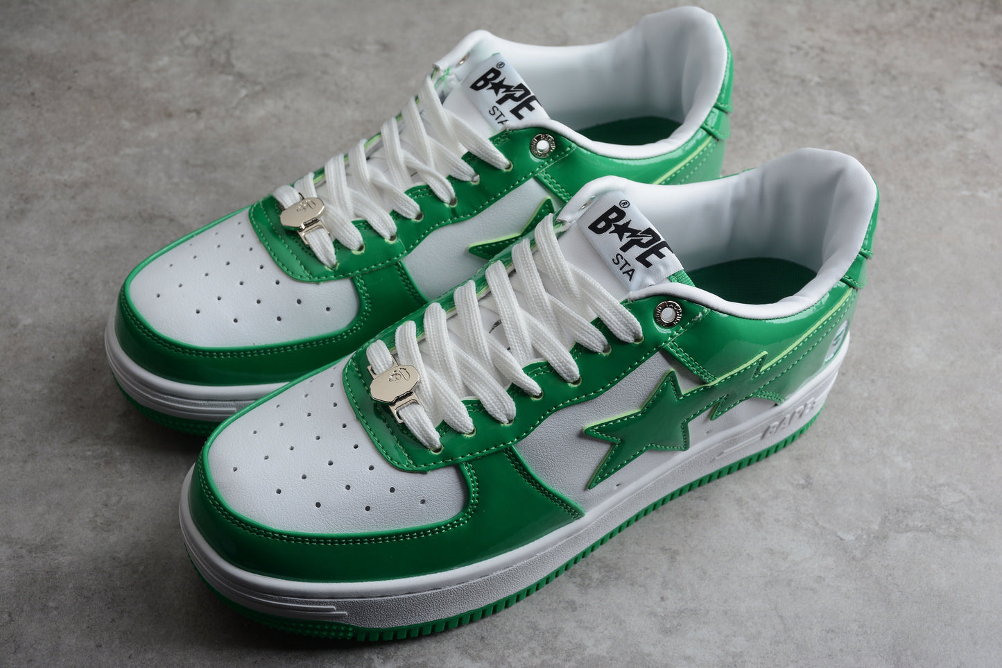 Bape Sta Patent Leather White Green