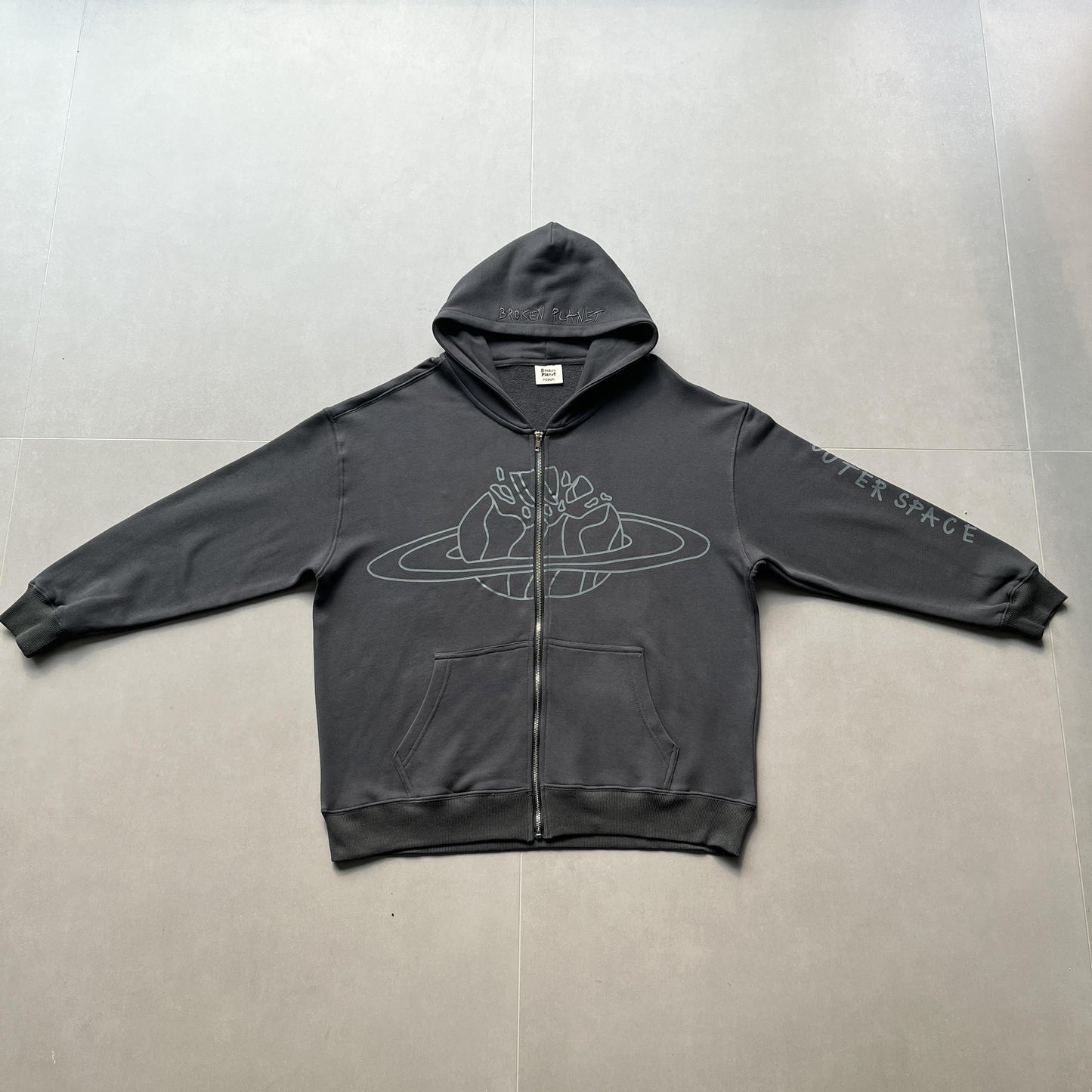 Broken Planet Planet Zip Up Hoodie Grey