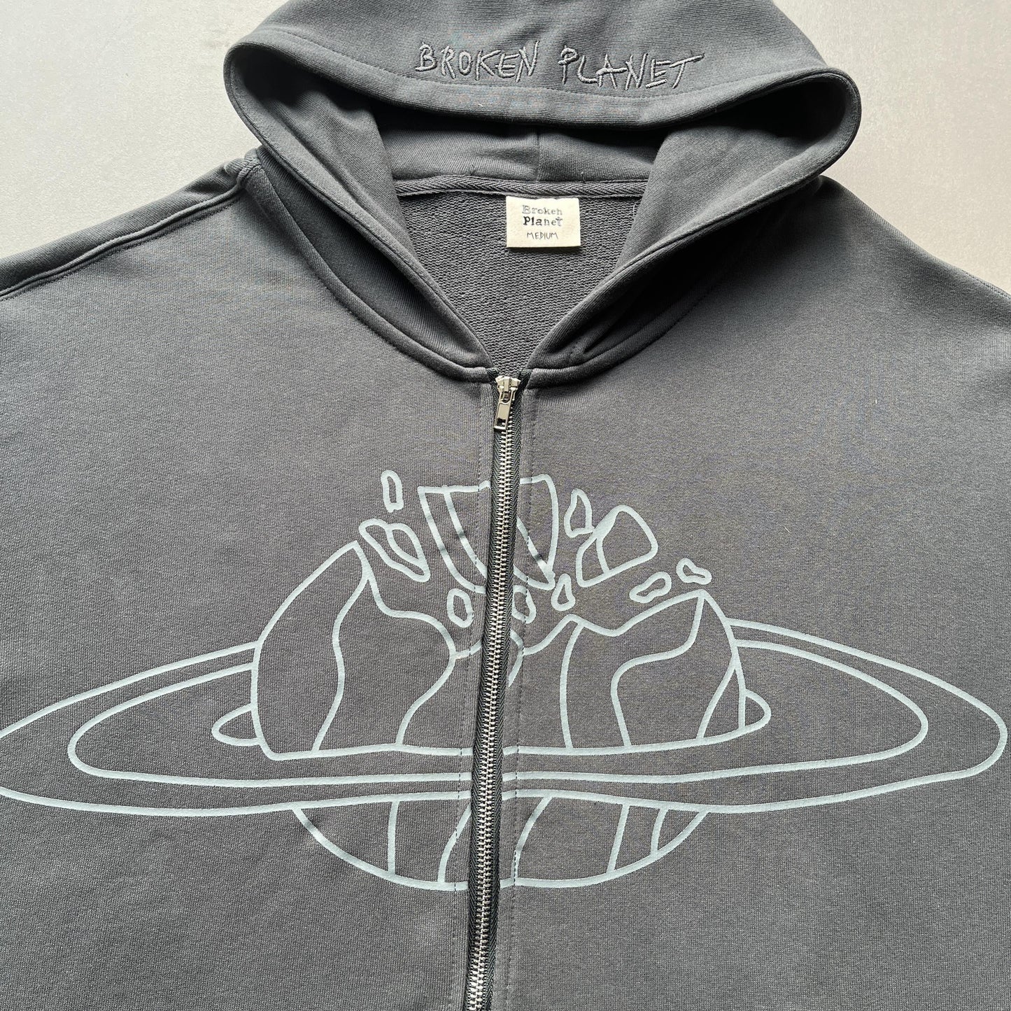 Broken Planet Planet Zip Up Hoodie Grey