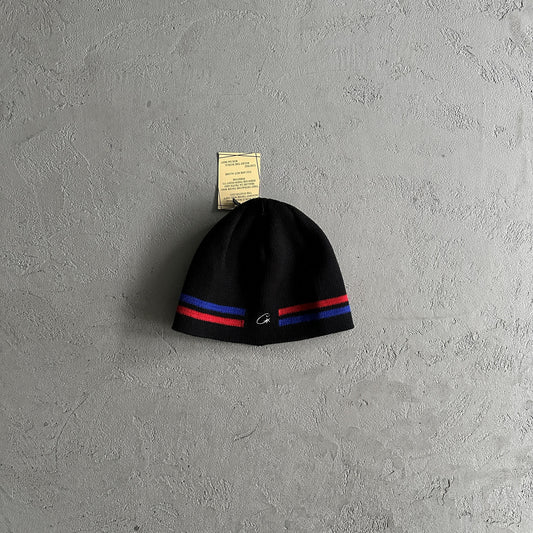 Corteiz Stripe Beanie Black Red Blue